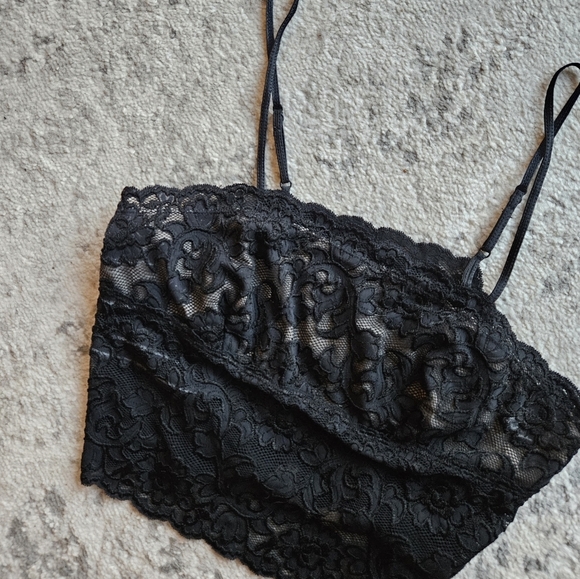 Hanky Panky vintage unpadded front lined lace bralette cropped cami - Picture 2 of 8